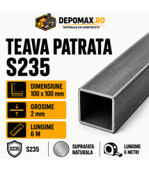 Teava patrata 100 x 100 x 2 mm, 6 metri